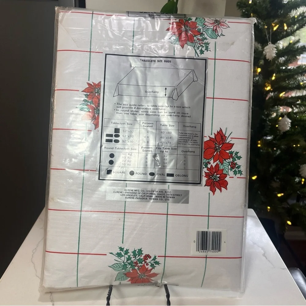Vintage Holiday Flannelback Tablecloth “Styled by Lisa” 52 x 52, Christmas NWT